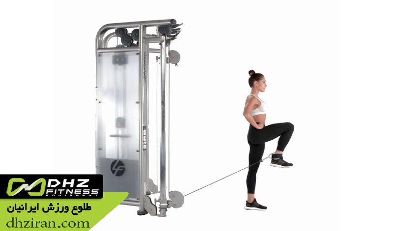 بالا آوردن زانو با سیم کش (Cable Knee Raise): 